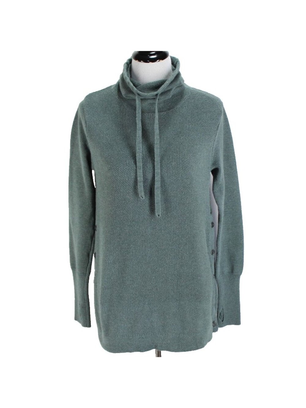 Sigrid Olsen Sweater Womens Size S Green Funnel Neck Long Sleeve Thumbholes